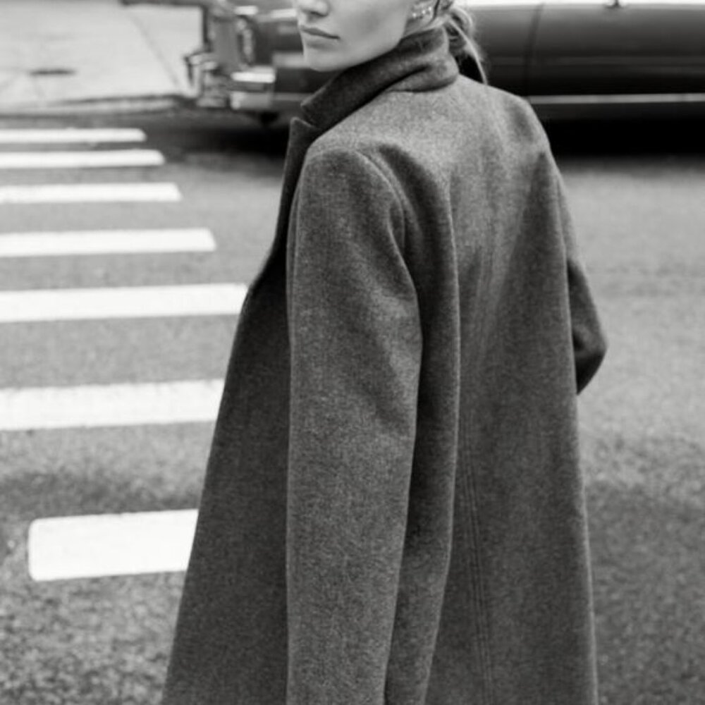 Zara Charcoal Wool Blend Jacket Open Front - image 5